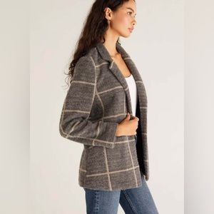 Z Supply Charcoal Anna Plaid Blazer Size Small